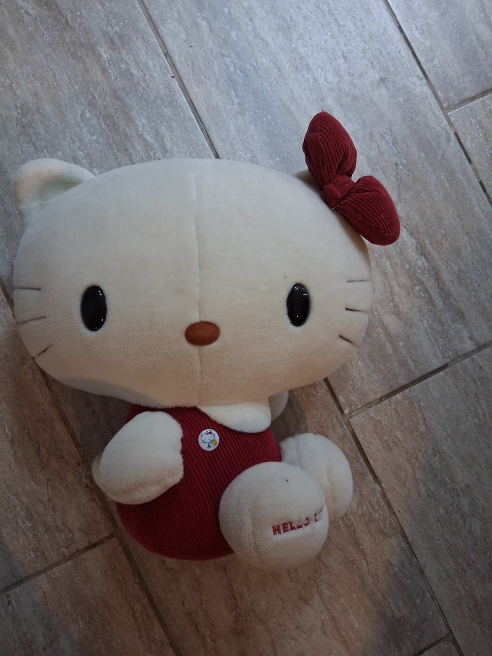 Rare Vintage Hello kitty Nakajima Sanrio plush stuffed animal, LARGE, overalls
